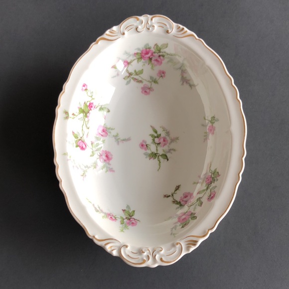 Haviland Limoges France Fine Porcelain Sylvia Pink Roses Oval Vegetable Bowl 10” - Picture 9 of 9